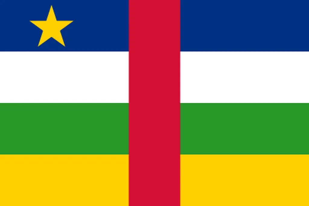 Flaga kraju REPUBLIKA ŚRODKOWOAFRYKAŃSKA
