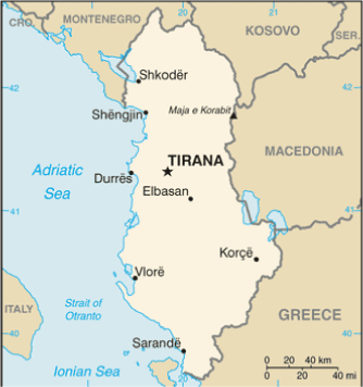 Mapa państwa ALBANIA