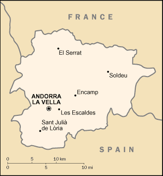 Mapa państwa ANDORA