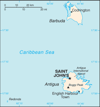 Mapa państwa ANTIGUA I BARBUDA