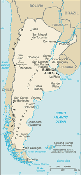 Mapa państwa ARGENTYNA