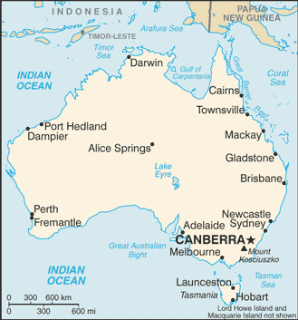 Mapa państwa AUSTRALIA