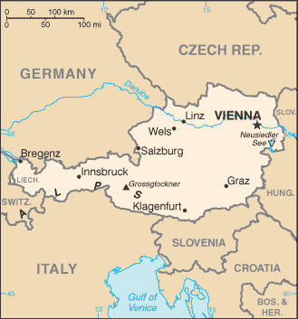 Mapa państwa AUSTRIA