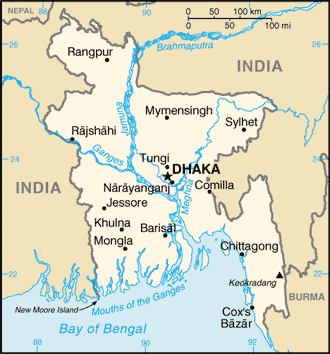 Mapa państwa BANGLADESZ