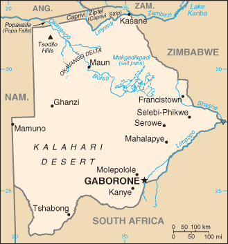 Mapa państwa BOTSWANA
