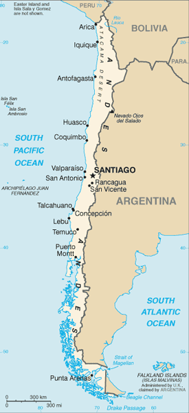 Mapa państwa CHILE
