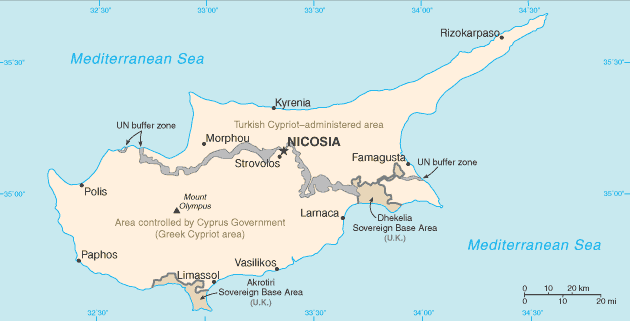 Mapa państwa CYPR PÓŁNOCNY