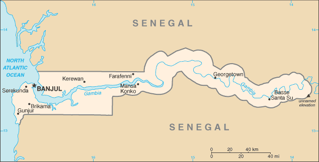 Mapa państwa GAMBIA