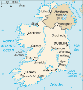 Mapa państwa IRLANDIA