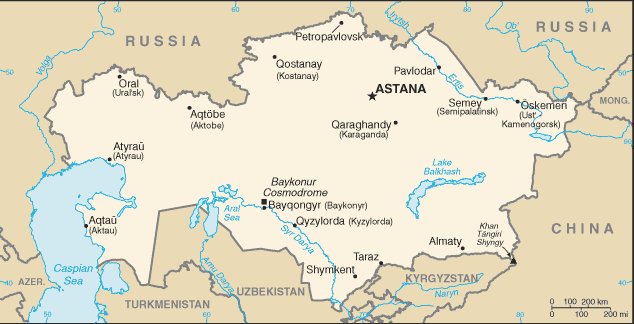 Mapa państwa KAZACHSTAN