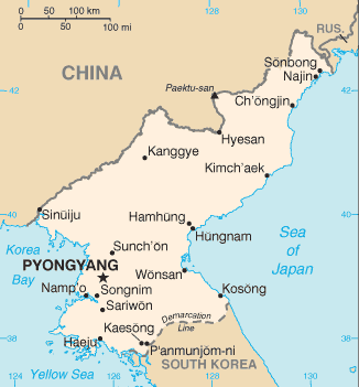 Mapa państwa KOREA PÓŁNOCNA