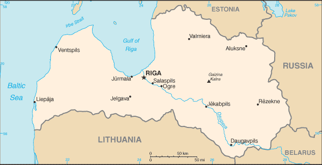 Mapa państwa ŁOTWA