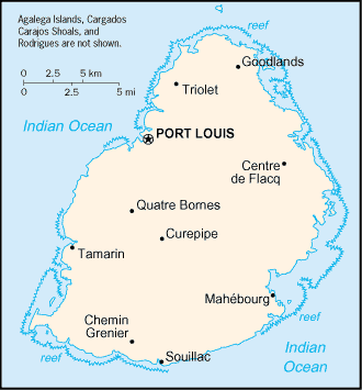 Mapa państwa MAURITIUS