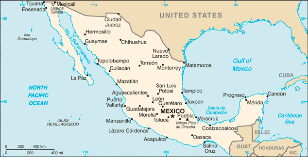 Mapa państwa MEKSYK
