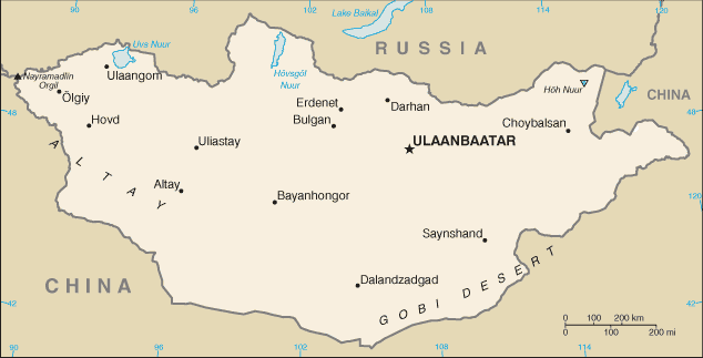 Mapa państwa MONGOLIA