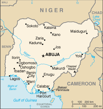 Mapa państwa NIGERIA