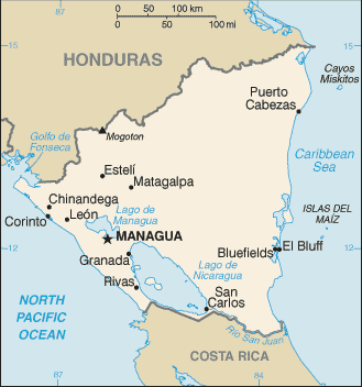 Mapa państwa NIKARAGUA