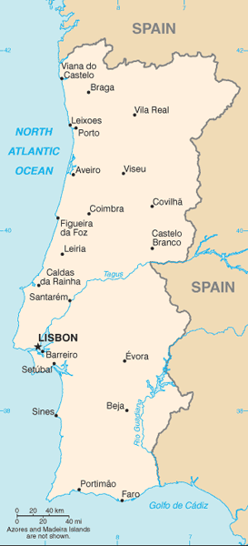 Mapa państwa PORTUGALIA