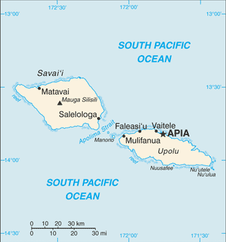 Mapa państwa SAMOA