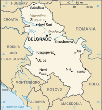 Mapa państwa SERBIA